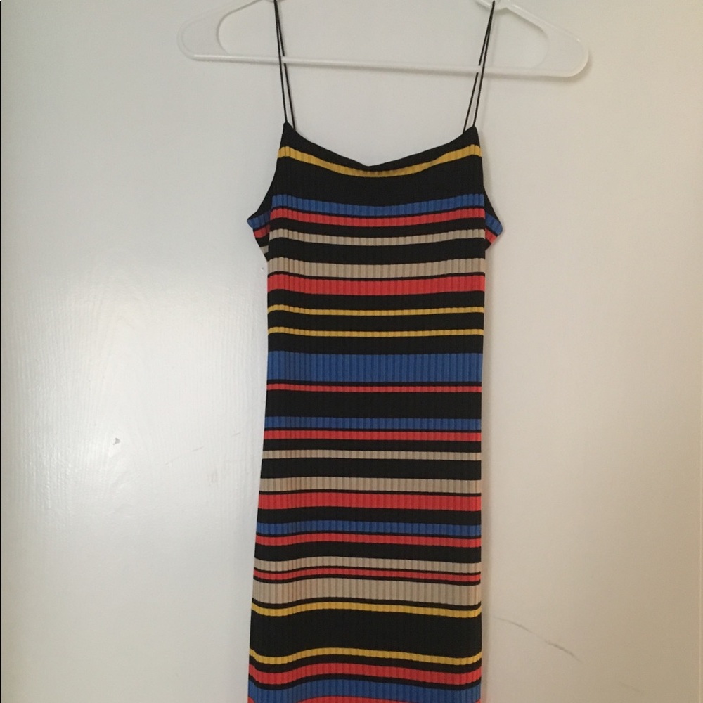 Long bodycon multicoloured striped dress